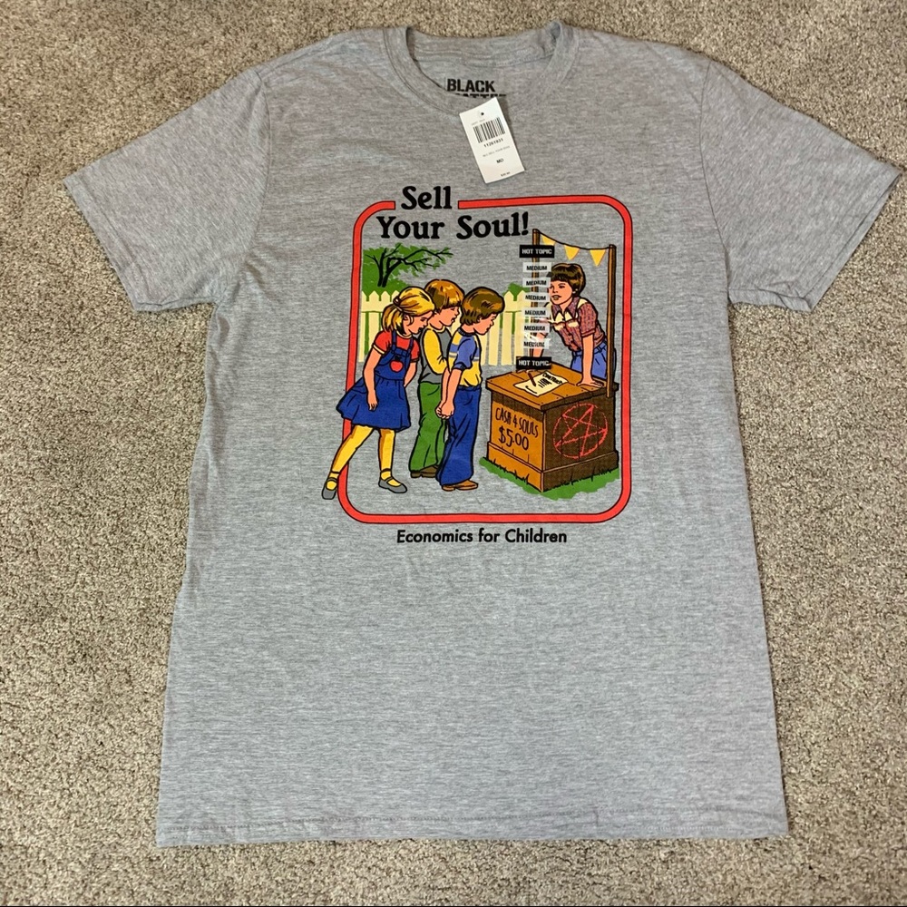 Nwt! BLACK MATTER Gray SELL YOUR SOUL Economics for Children T-SHIRT Tee  M